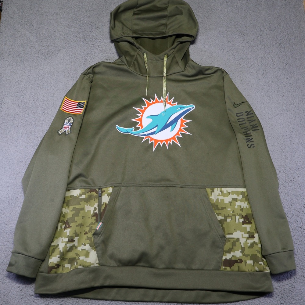 Nike Miami Dolphins Salute to Service Hoodie Olive Camo Mens 3XL NST2-2DH